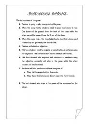 English Worksheet: poisonous batons - interesting game to teach adjective