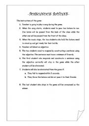 English worksheet: poisonous batons - interesting game to teach adjective