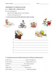 English worksheet: Present continuous