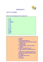 English worksheet: HOW TO SAY NUMBERS