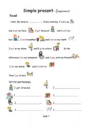 English Worksheet: Simple present beginners