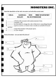English Worksheet: Monsters Inc - Movie Worsheet  + Key ( 4 pages ) 