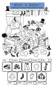 English Worksheet: CLOTHES- WHAT A MESS!!!