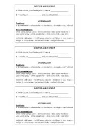 English Worksheet: Roleplay Activity about health problems