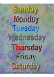 English Worksheet: days of thew week