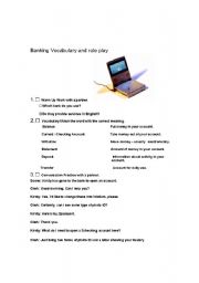 English Worksheet: Role play and conversation Banking