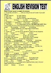 English Worksheet: REVISION TEST