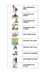 English Worksheet: Household chores memory