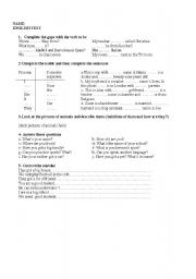 English worksheet:  integrated avtivities to be, can and have