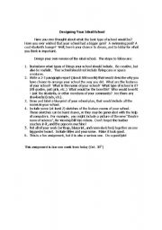 English Worksheet: Designing Your Ideal School