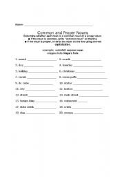 English Worksheet: Nouns