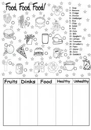 English Worksheet: food