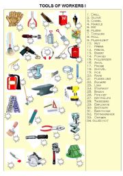 English Worksheet: TOOLS OF THE WORKERS  (B&W + KEY)