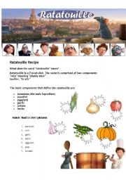 English Worksheet: Ratatouille - Movie Worsheet  ( 2 pages ) 