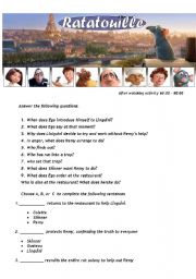 English Worksheet: Ratatouille - Movie Worsheet 4/4 + Key ( 3 pages ) 60:00-90:00