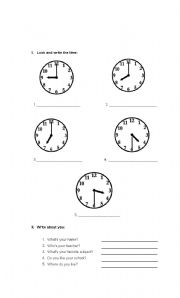 English worksheet: What Time Is It?