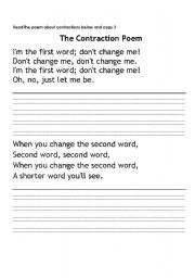 English worksheet: Contractions poem