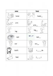 English worksheet: Singular and Plural Body Parts