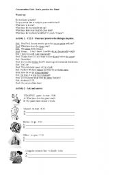 English worksheet: The time - Speaking Activity