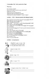 English Worksheet: The time - Speaking Activity