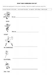 English Worksheet: THE INCREDIBLESS ABILITIES