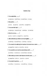 English worksheet: question tag