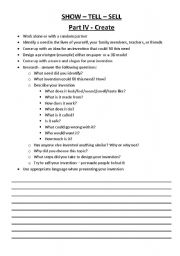 English worksheet: Show-Tell-Sell Part IV - Create