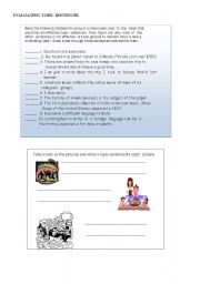 English Worksheet: Evaluating topic sentences