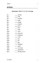 English Worksheet: Various sheets to test basic grammar