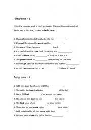 English worksheet: Anagrama 1~3