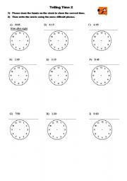 English worksheet: Telling Time 2