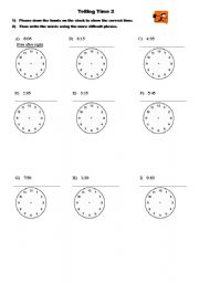 English Worksheet: Telling Time 2