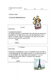 English worksheet: Unseen passages for a test - Visiting Different Countries