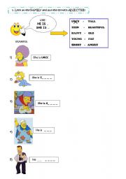 English worksheet: OPPOSITE ADJECTIVES + Verb 