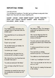 English Worksheet: reporting verbs