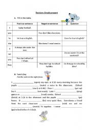 English Worksheet: Simple present revision