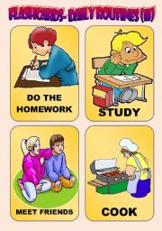 English Worksheet: DAILY ROUTINES: FLASH-CARDS (2)