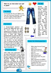 English Worksheet: what do you know about your pair of jeans?