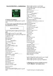 English Worksheet: I gotta feeling - Black eyed peas