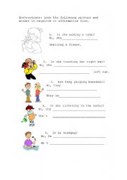 English worksheet: negative and affirmative form