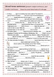 English Worksheet: Mixed tense sentences