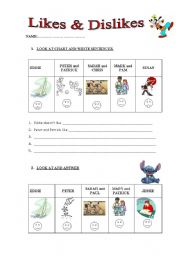 English Worksheet: Likes and Dislikes