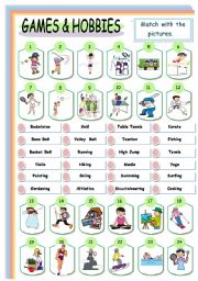 English Worksheet: Games and Hobbies 2  of 3