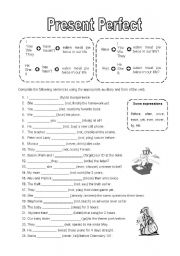 English Worksheet: Present perfect, two pages 