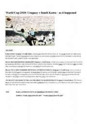 English worksheet: World Cup Football Commentary - Past Tense Transformation
