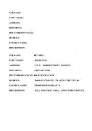 English Worksheet: sherlock holmes question sheet