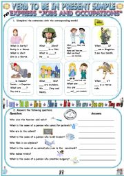 English Worksheet: VERB TO BE IN PRESENT SIMPLE TO EXPRESS