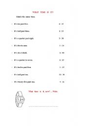 English worksheet: what time is it?