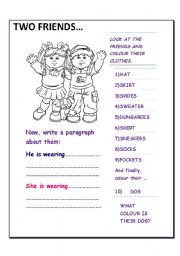 English Worksheet: What are the friends wearing?