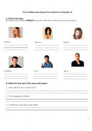 English Worksheet: The One Where Joey Speaks French (Season 10, Episode 13)